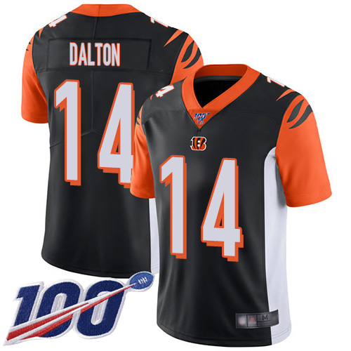 Cincinnati Bengals Limited Black Men Andy Dalton Home Jersey NFL Footballl #14 100th Season Vapor Untouchable